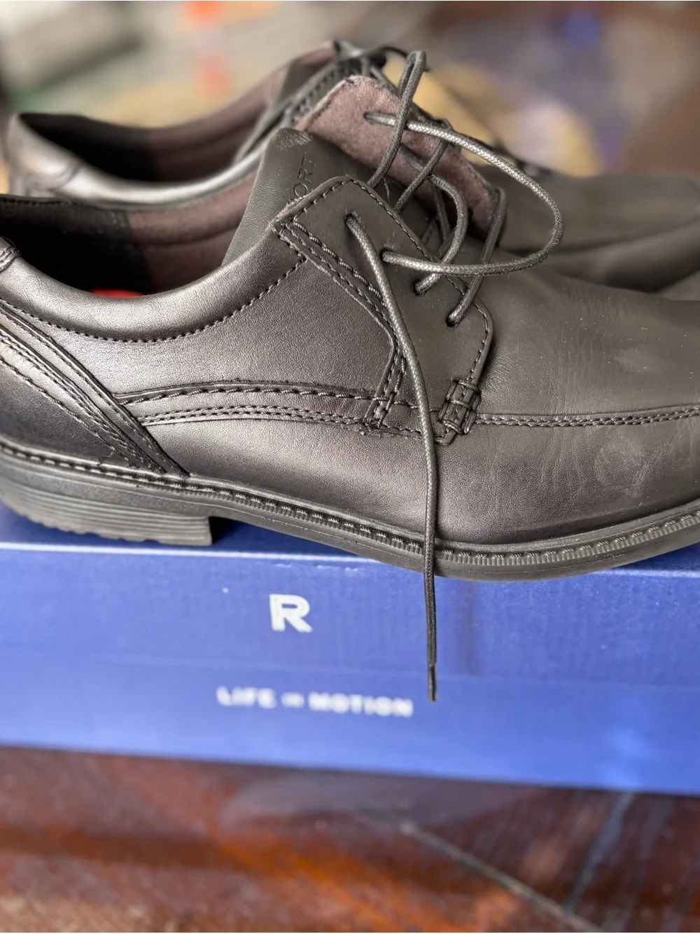 Rockport Black Leather Lace-Up Derby Shoes